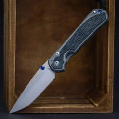 Chris Reeve Sebenza 31 Canvas Micarta Black - Double Lug And Blue Hardware