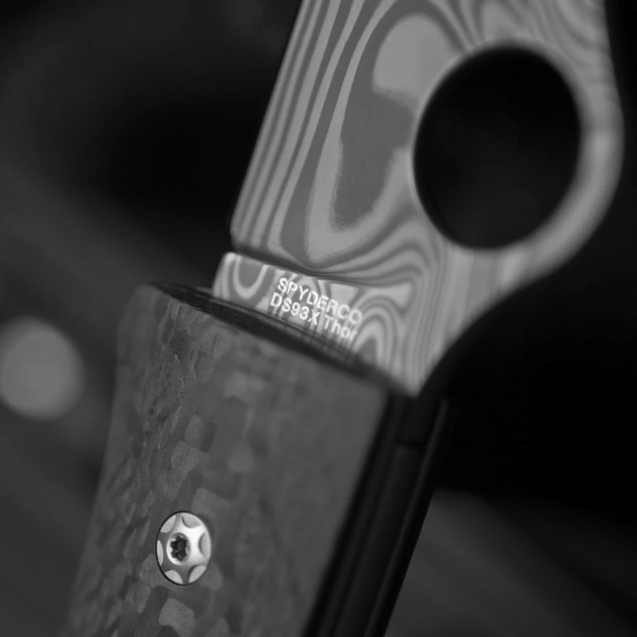 Spyderco SpyOpera Carbon Fiber Damasteel Sprint Run PlainEdge - Image 4